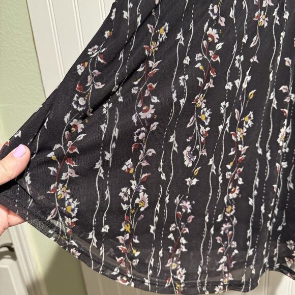 Maurices Black Floral Smocked Mesh Top Plus Size 3X - Picture 3 of 9